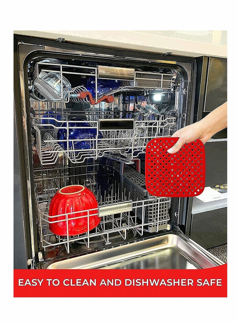 Reusable Air Fryer Liners – 8.5-Inch Square, Food-Grade Silicone | Non-Stick Silicone Mats, Air Fryer Accessories For COSORI, INSTANT VORTEX, NUWAVE, POWER XL, AND MORE (8.5”)