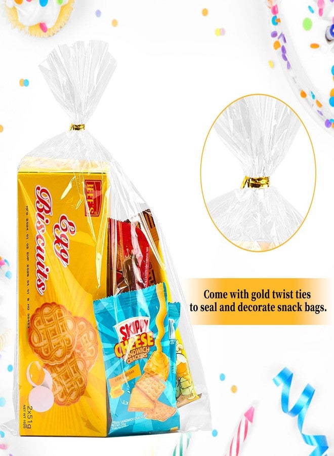 Ohuimrt 100 PCS Cellophane Treat Bags, 10 x 14 Inches Clear Plastic Goodie Gift Bags with Ties for Party Favors, Candies, Cookies, Snacks - Image 3