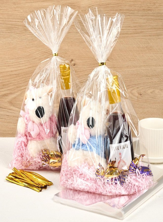 Ohuimrt 100 PCS Cellophane Treat Bags, 10 x 14 Inches Clear Plastic Goodie Gift Bags with Ties for Party Favors, Candies, Cookies, Snacks - Image 4
