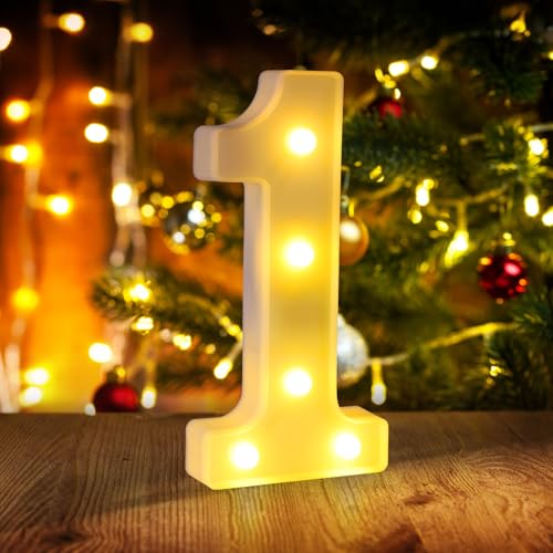 Funsky Marquee Numbers 1st First Birthday Decorations for Girls Boys,One Year Old Birthday Decorations Centerpieces Table,Light Up Numbers 1 Sign Led for Party Backdrop Wall Decor for Wedding Anniversary - Image 1