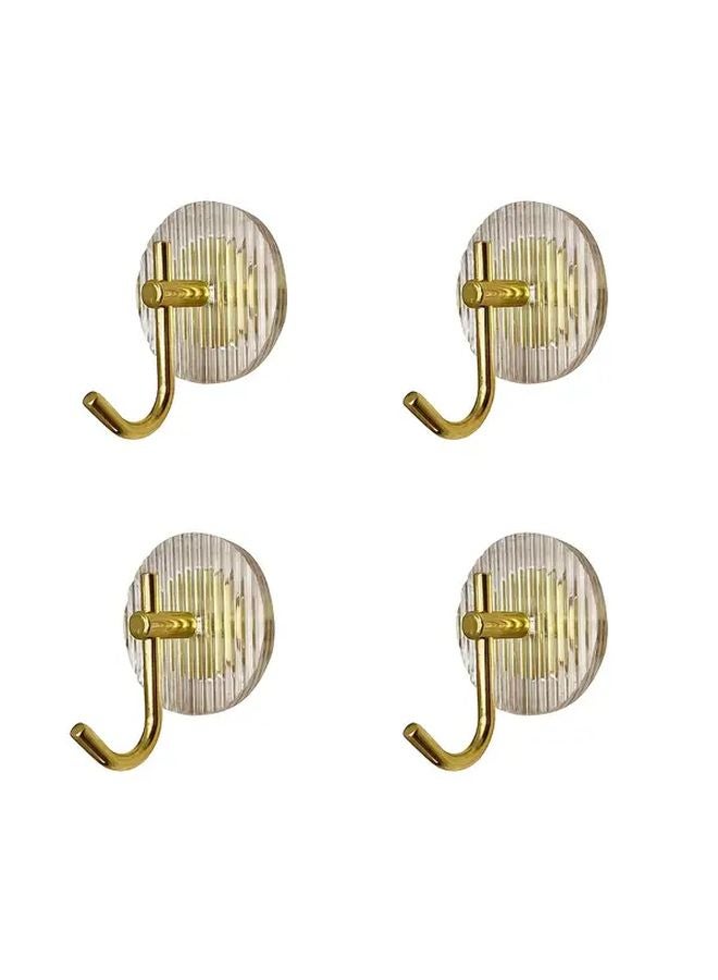4pcs Golden Acrylic Hooks Punch Free Strong Adhesive Waterproof Wall Hooks for Bathroom Kitchen - Image 1
