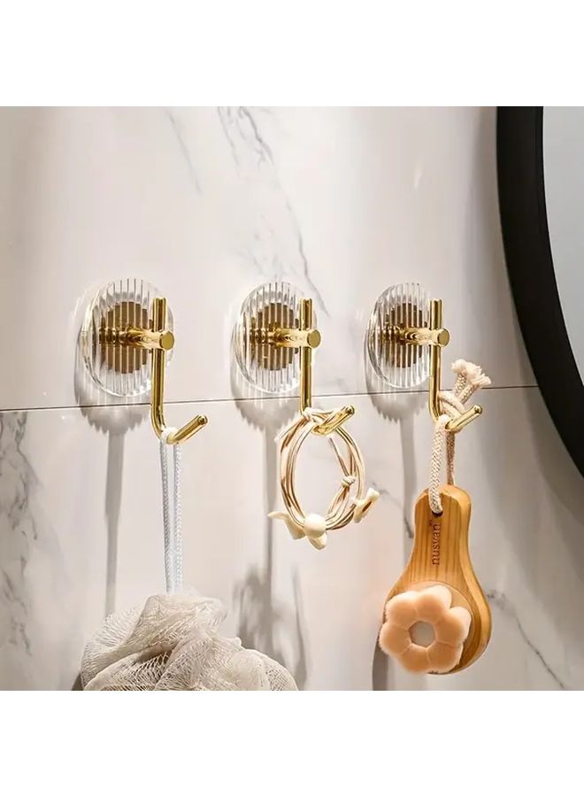 4pcs Golden Acrylic Hooks Punch Free Strong Adhesive Waterproof Wall Hooks for Bathroom Kitchen - Image 3