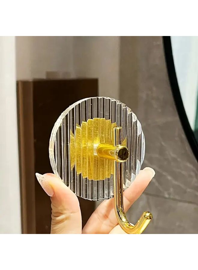 4pcs Golden Acrylic Hooks Punch Free Strong Adhesive Waterproof Wall Hooks for Bathroom Kitchen - Image 5