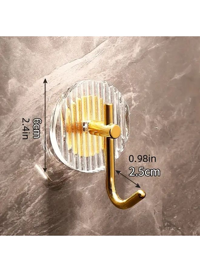 4pcs Golden Acrylic Hooks Punch Free Strong Adhesive Waterproof Wall Hooks for Bathroom Kitchen - Image 4
