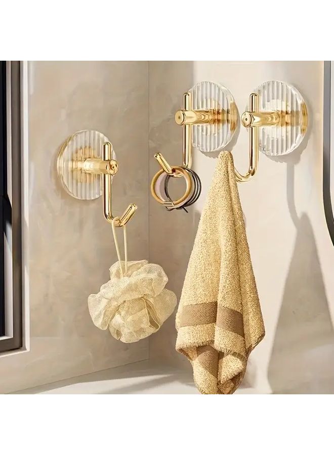 4pcs Golden Acrylic Hooks Punch Free Strong Adhesive Waterproof Wall Hooks for Bathroom Kitchen - Image 2