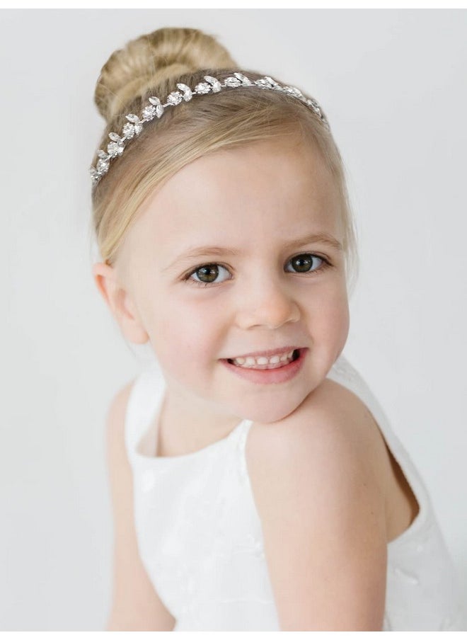 SWEETV Silver Flower Girl Headpiece For Wedding Crystal Baby Girl Headband Flower Crown Communion Hair Accessories For Birthday, Photography  - Image 2
