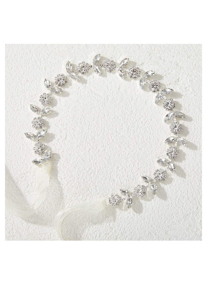 SWEETV Silver Flower Girl Headpiece For Wedding Crystal Baby Girl Headband Flower Crown Communion Hair Accessories For Birthday, Photography  - Image 4