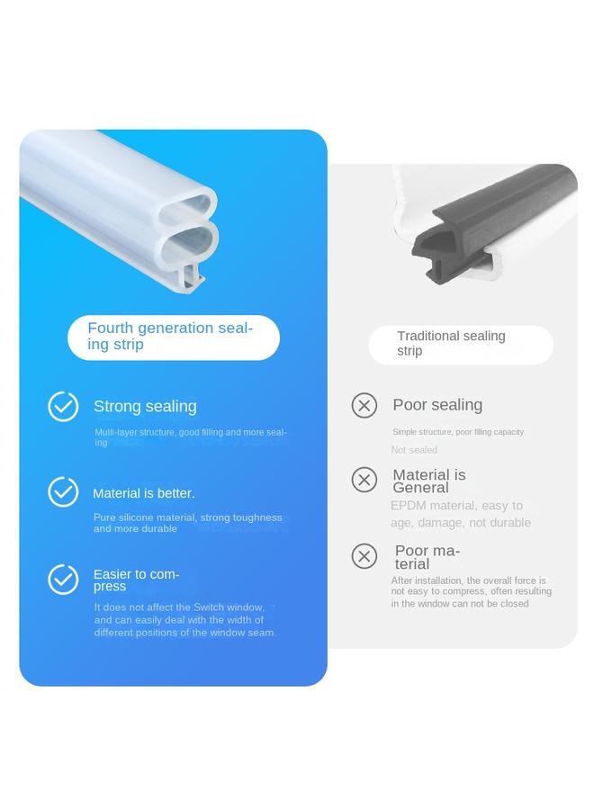 Bluejw Plastic Steel Window Sealing Strip Upgraded Silicone Strip Waterproof Anti-freeze Anti-leakage Wind Anti-collision Dustproof Sound Insulation Thermal Strip - Image 3
