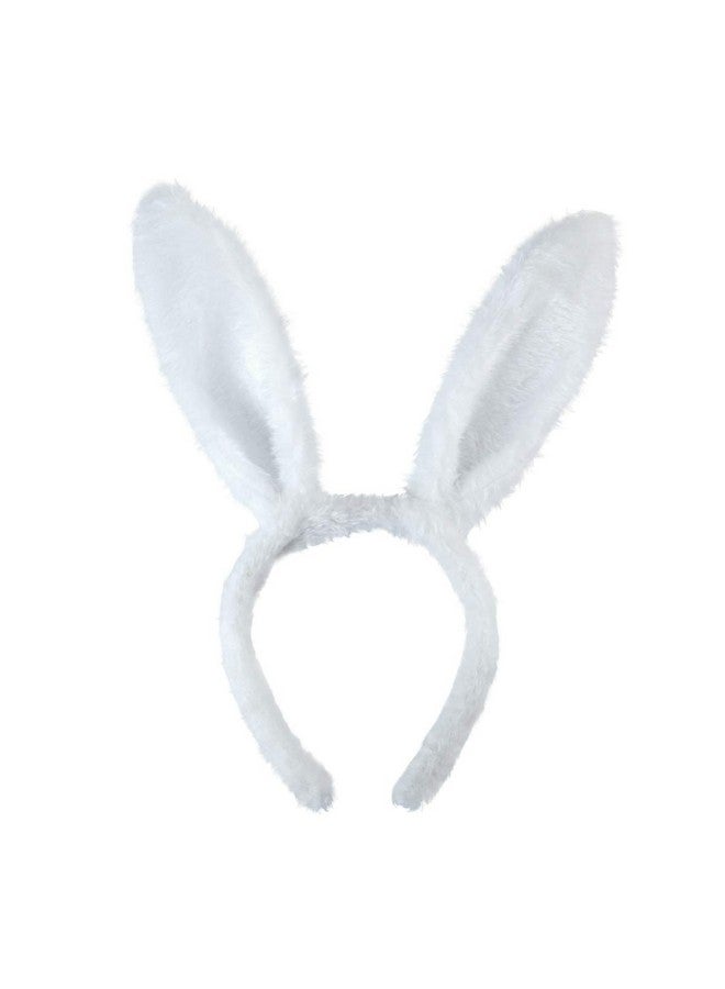 BinaryABC طقم زي الأرنب ثنائي الأبعاد ABC، طاقية آذان، رباطات، طقم ذيل، ملحقات زي الهالوين (أبيض) - Image 4
