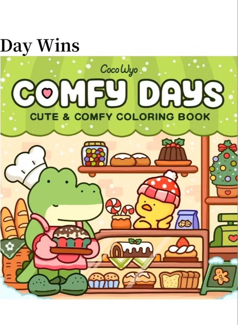 فوز اليوم Comfy Days: Stress Relief Coloring Book for Adults  Teens - Cute Animal Characters in Cozy Hygge Scenes, Mindfulness Art Therapy for Relaxation  Anti-Anxiety (Cozy Spaces Series) - Image 1