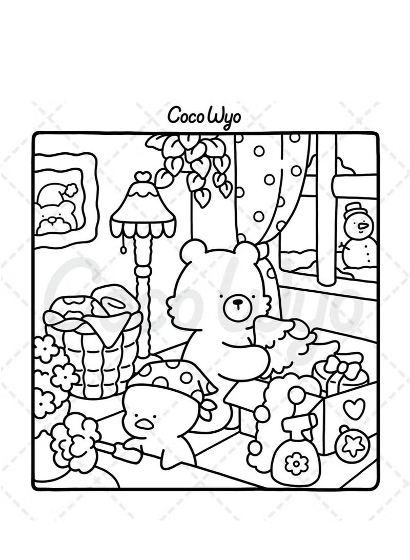 فوز اليوم Comfy Days: Stress Relief Coloring Book for Adults  Teens - Cute Animal Characters in Cozy Hygge Scenes, Mindfulness Art Therapy for Relaxation  Anti-Anxiety (Cozy Spaces Series) - Image 4