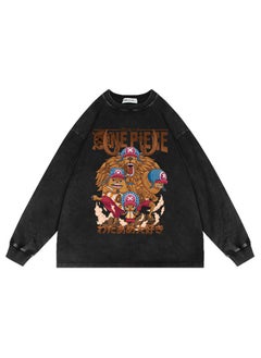 KUYING New One Piece Retro Washed Round Neck Hoodie  - Image 1