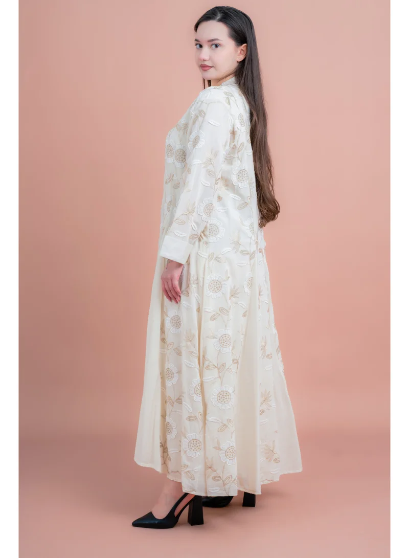 IKKXA Floral Embroidered Modern Jalabiya