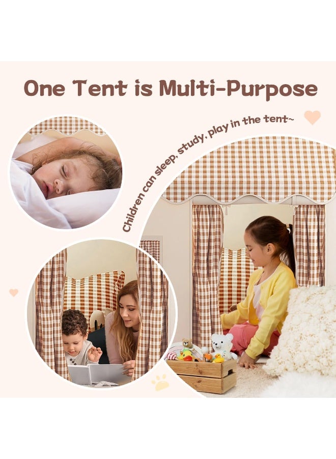 أجريون خيمة أطفال كبيرة بيت لعب داخلي خارجي مع أضواء LED خيمة لعب للصغار، بيت لعب خارجي لطفل أميرة خيمة قلعة، ألعاب غرفة لعب داخلية لأطفال للأولاد والبنات 3-10 سنوات بيج - Image 5