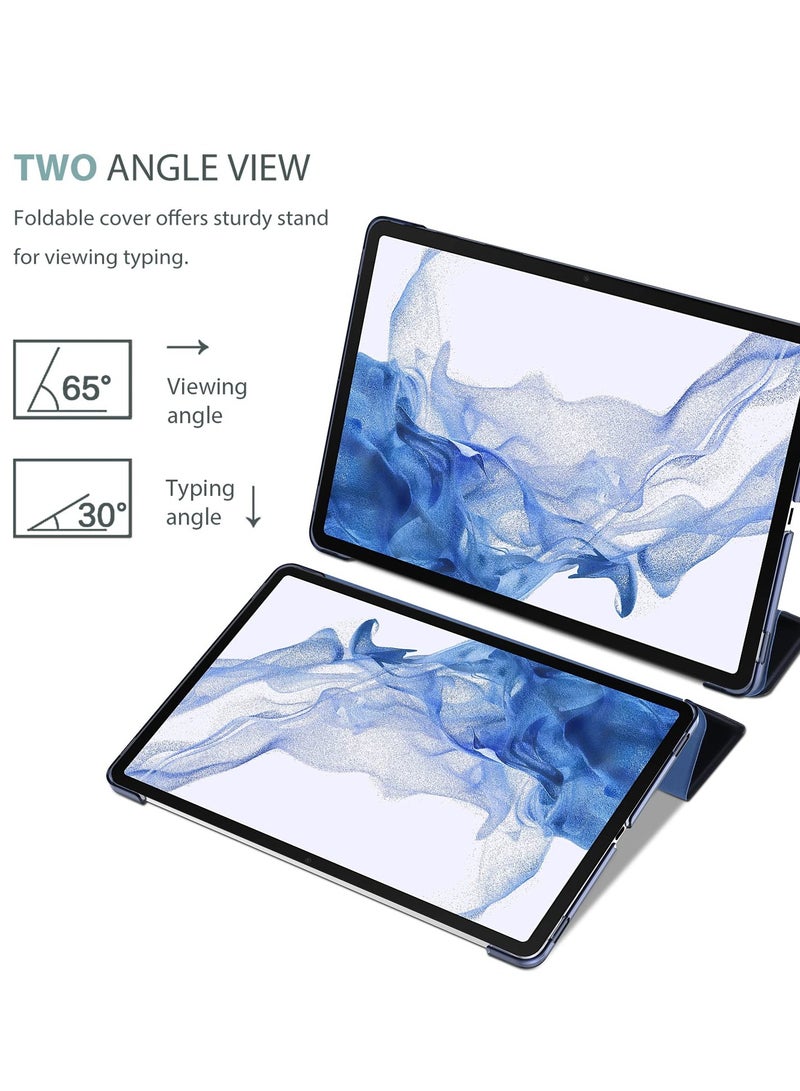 Procases For Galaxy Tab S8 Plus 2022 Tab S7 Fe 2021 Tab S7 Plus 2020 12.4 Inch Case Protective Slim Case Folio Hard Back Smart Cover For 12.4 Inch Galaxy Tab S8 Plus S7 Fe S7 Plus Navy - Image 3
