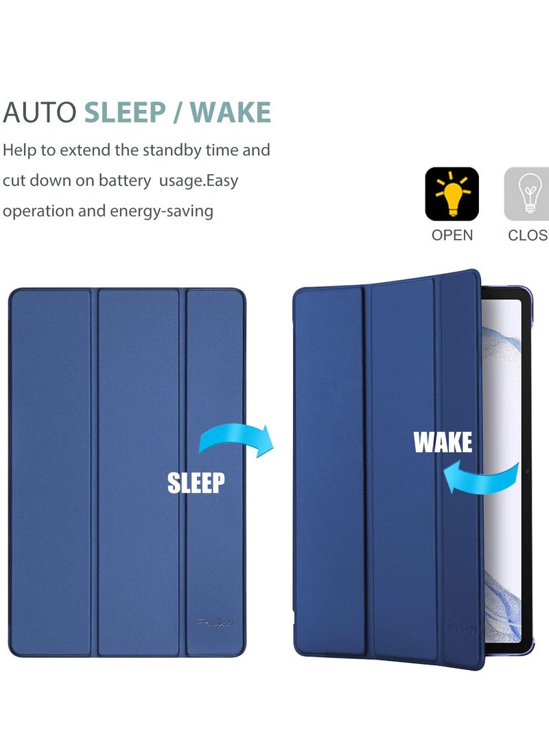 Procases For Galaxy Tab S8 Plus 2022 Tab S7 Fe 2021 Tab S7 Plus 2020 12.4 Inch Case Protective Slim Case Folio Hard Back Smart Cover For 12.4 Inch Galaxy Tab S8 Plus S7 Fe S7 Plus Navy - Image 4