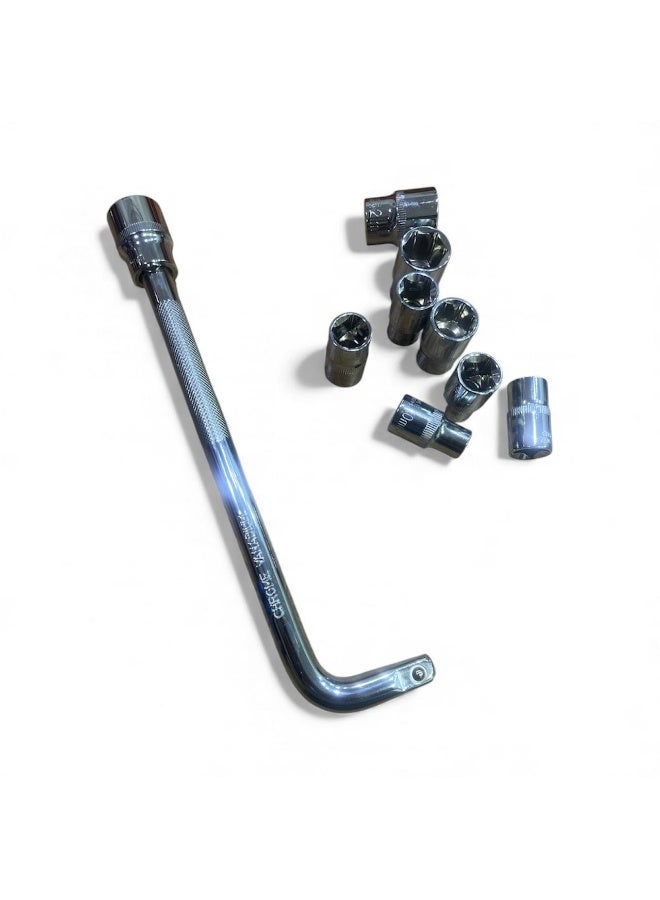 10-Piece Socket Wrench Set – 10mm to 22mm – Heavy-Duty 1/2" Drive Bending Bar – Hardened Steel for Professional & Home Use - Image 2