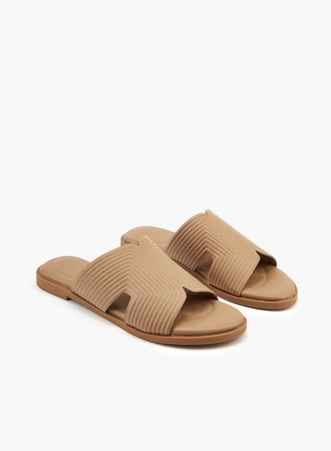 Flora Bella By Shoexpress Textured Slip-On Flat Sandals