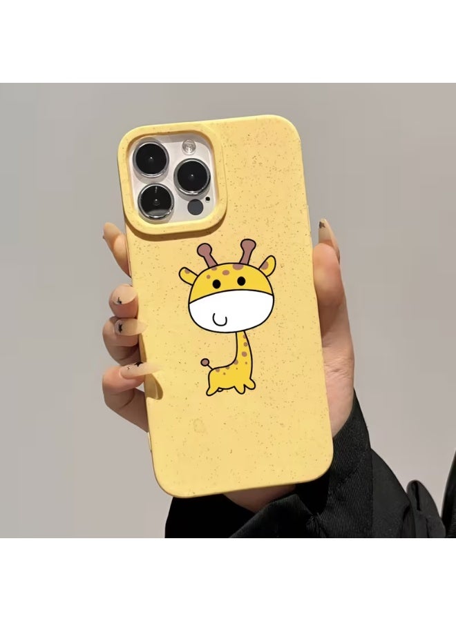 Temu Cute yellow giraffe design phone case, shockproof and scratch-resistant, compatible with iPhone 15 Pro Max - Image 1