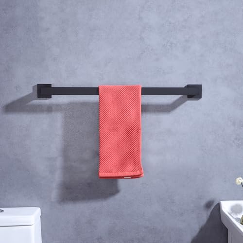 LANC 24 Inch Bath Towel Bar for Bathroom Wall Mounted, Matte Black Towel Hanger Square Towel Rack Stainless Steel Shower Towel Rail Towel Rod Kitchen Lavatory Hand Towel Holder, A8804MB-6P1 - Image 4