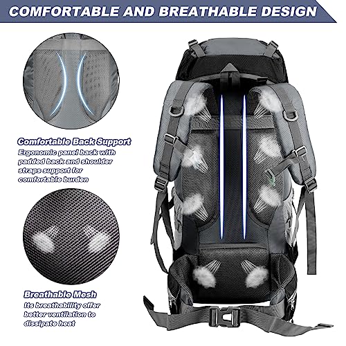 Night Cat Hiking Backpacks 70L Camping Backpacking Packs for Men Women Lightweight Outdoor for Mountaineering Traveling, No Internal Frame - Image 3
