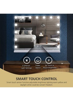 GT-Wheel Hollywood Vanity Mirror 15 LED Lights Lighted Makeup Tabletop with Slim Metal Frame  - Image 2