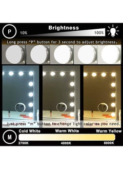 GT-Wheel Hollywood Vanity Mirror 15 LED Lights Lighted Makeup Tabletop with Slim Metal Frame  - Image 5