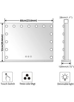 GT-Wheel Hollywood Vanity Mirror 15 LED Lights Lighted Makeup Tabletop with Slim Metal Frame  - Image 4