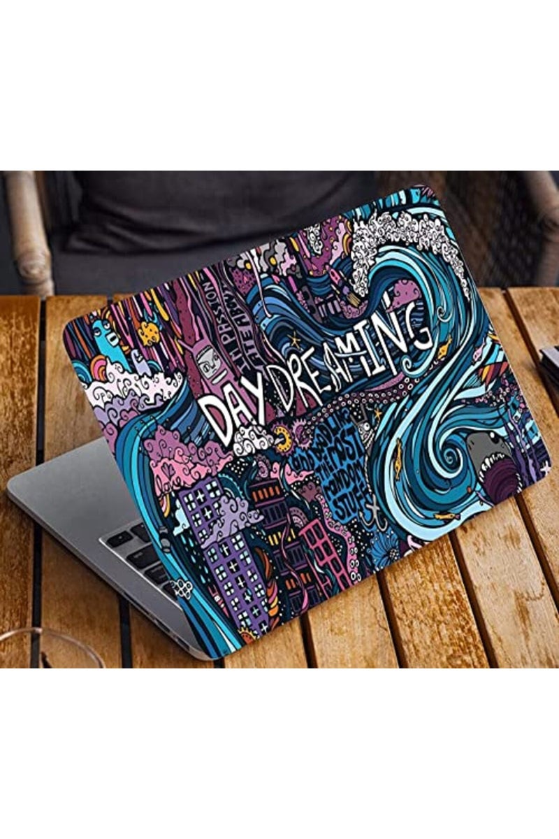PIXELARTZ Laptop Skin Day Dreaming Abstract Graffiti HD Quality 15.6 Inches Multi Colour - Image 4