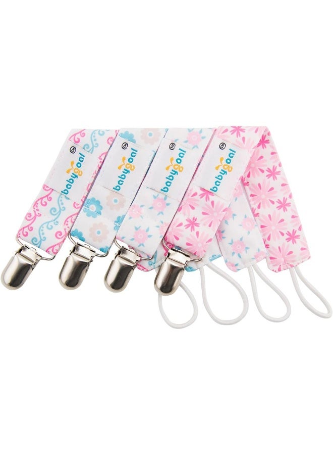 Babygoal Baby Girl Pacifier Clips with Pacifier Case, 4 Pack Metal Teething Clips & Baby Shower Gift Fits All Pacifier Styles - Image 2