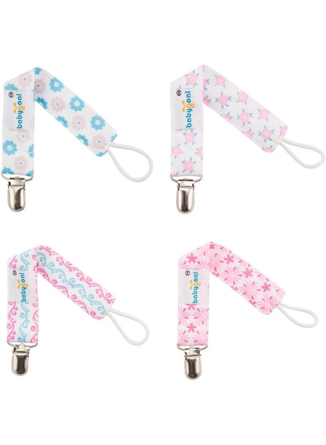 Babygoal Baby Girl Pacifier Clips with Pacifier Case, 4 Pack Metal Teething Clips & Baby Shower Gift Fits All Pacifier Styles - Image 4