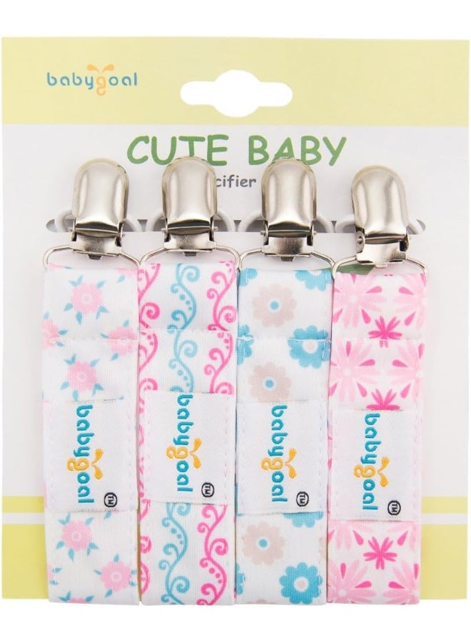 Babygoal Baby Girl Pacifier Clips with Pacifier Case, 4 Pack Metal Teething Clips & Baby Shower Gift Fits All Pacifier Styles - Image 3