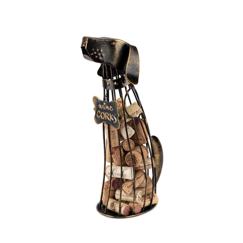 True True Dog Wine Cork Holder Decorative in Metal with Bronze Finish Corks Display Holders Home Bar Accessories Kitchen and Dining Room Decor Set of 1 