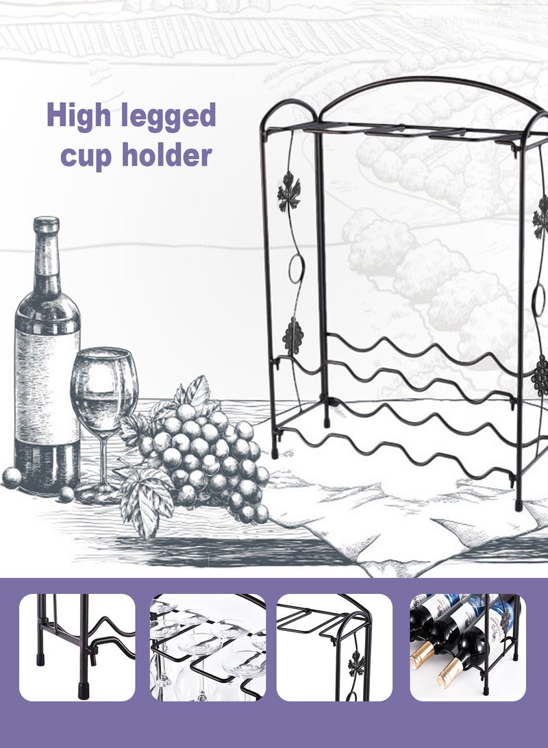 HomarKet Wine Glass Rack Wine Holder for 4 or 8 Bottles and 8 Wine Glasses Perfect for Home Decor & Kitchen Bar Wine Cellar and Cabinet - Image 5