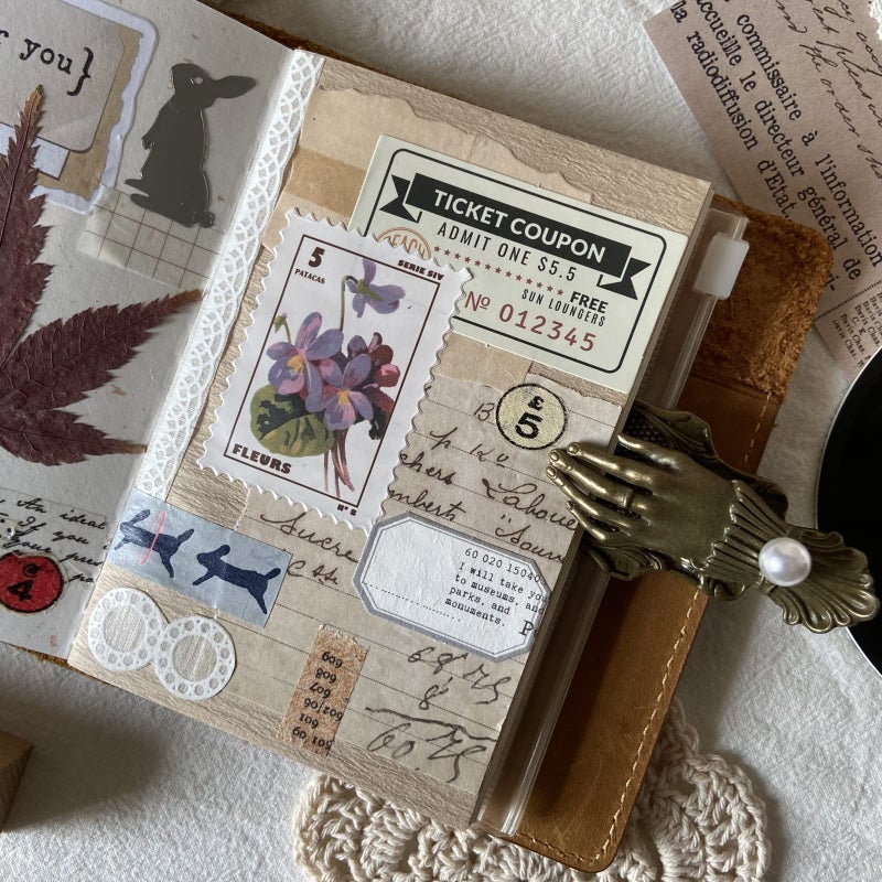PRSTINCOL Vintage Postage Stamp Stickers for Scrapbook, 100 Pcs Deco Paper Stickers for Bullet Journal,Botanical Fairy Sticker for Junk Journal, DIY Crafts,Collage Album (Stamp-Like) - Image 4