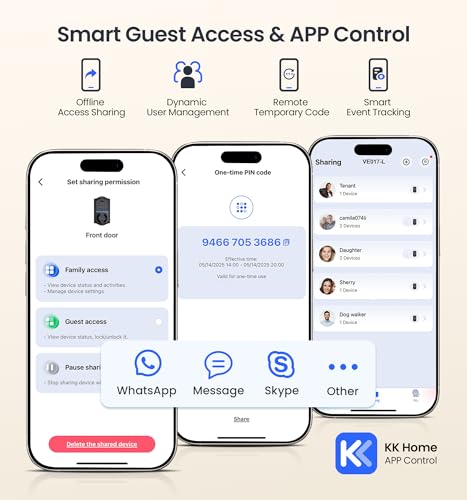 Veise VE017-L Fingerprint Smart Lock with 2 Lever Handles, Keyless Entry Front Door Lock Set, App Control, Electronic Digital Keypad Deadbolt, Easy Installation, Emergency Power Port, Matte Black - Image 4
