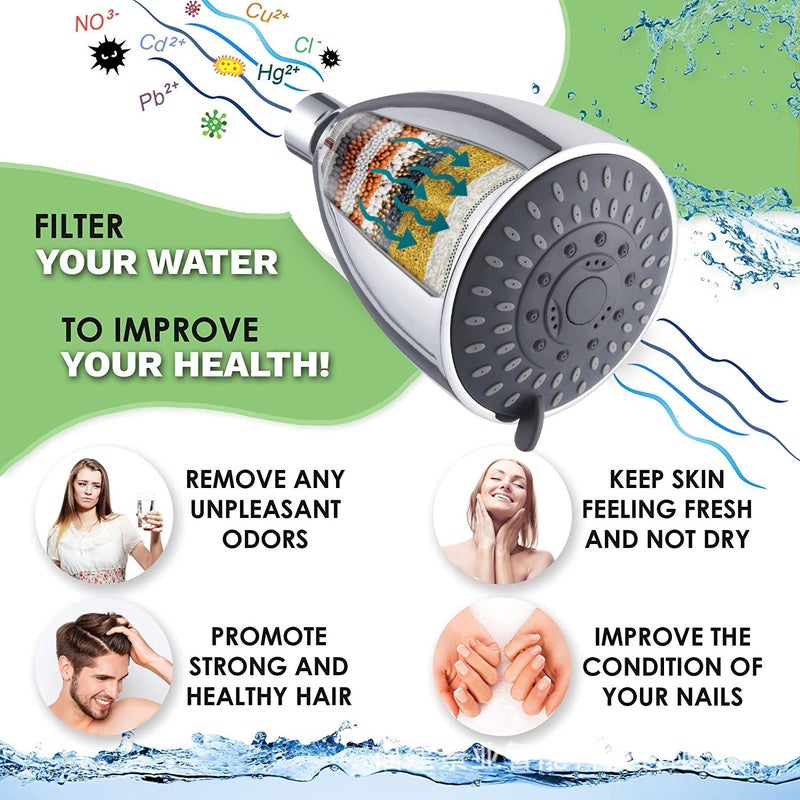 UMAI Showerhead Sedimentation Water Filter With 15Stages 9In1 Spray Mode Shower Filter For Hard Water Hard Water Softener For Chlorine Removal Skin Hair Conditioning Sediment Removal - Image 5