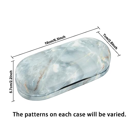 Muf 2 in 1 Contact Lens Case and Glasses Case, Double Sided Design with Mirror, Portable Travel Kit with Tweezer, Remover and Solution Bottle, Green Grey Marble - Image 2