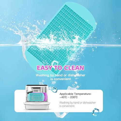 Jisile Mini Ice Cube Trays Set of 2-160 Small Ice Cubes Silicone Mold for Whiskey, Cocktails, Water Bottles - BPA Free Flexible & Stackable Ice Maker (Cyan&Purple) - Image 5