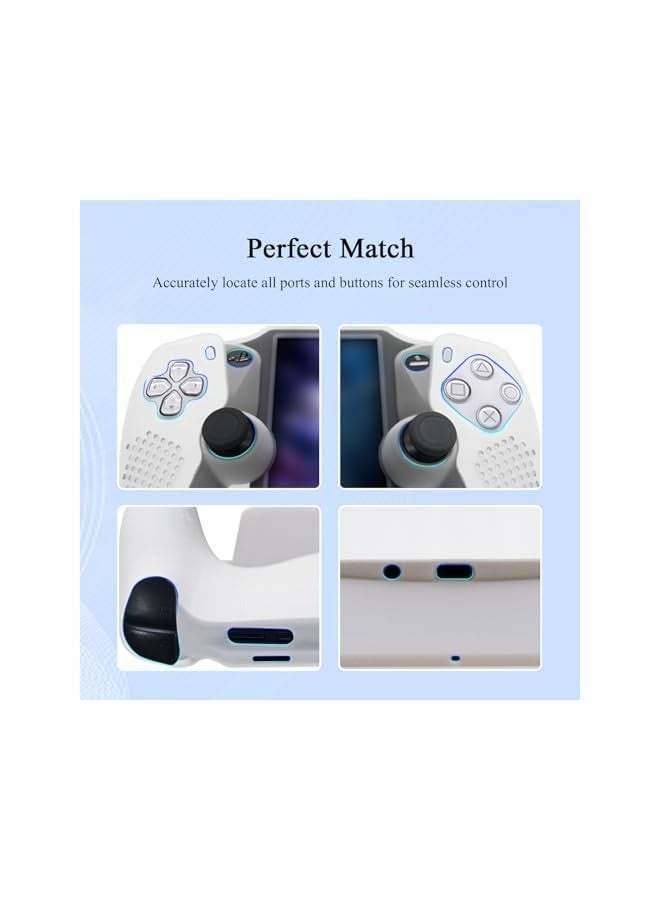 PROMASS Portal Silicone Cover and Stick Caps Compatible with Portal Remote Player, Anti-Slip Protector Case and 10 Thumb Grip Caps Accessories for PS Portal Remote Player(White) - Image 2