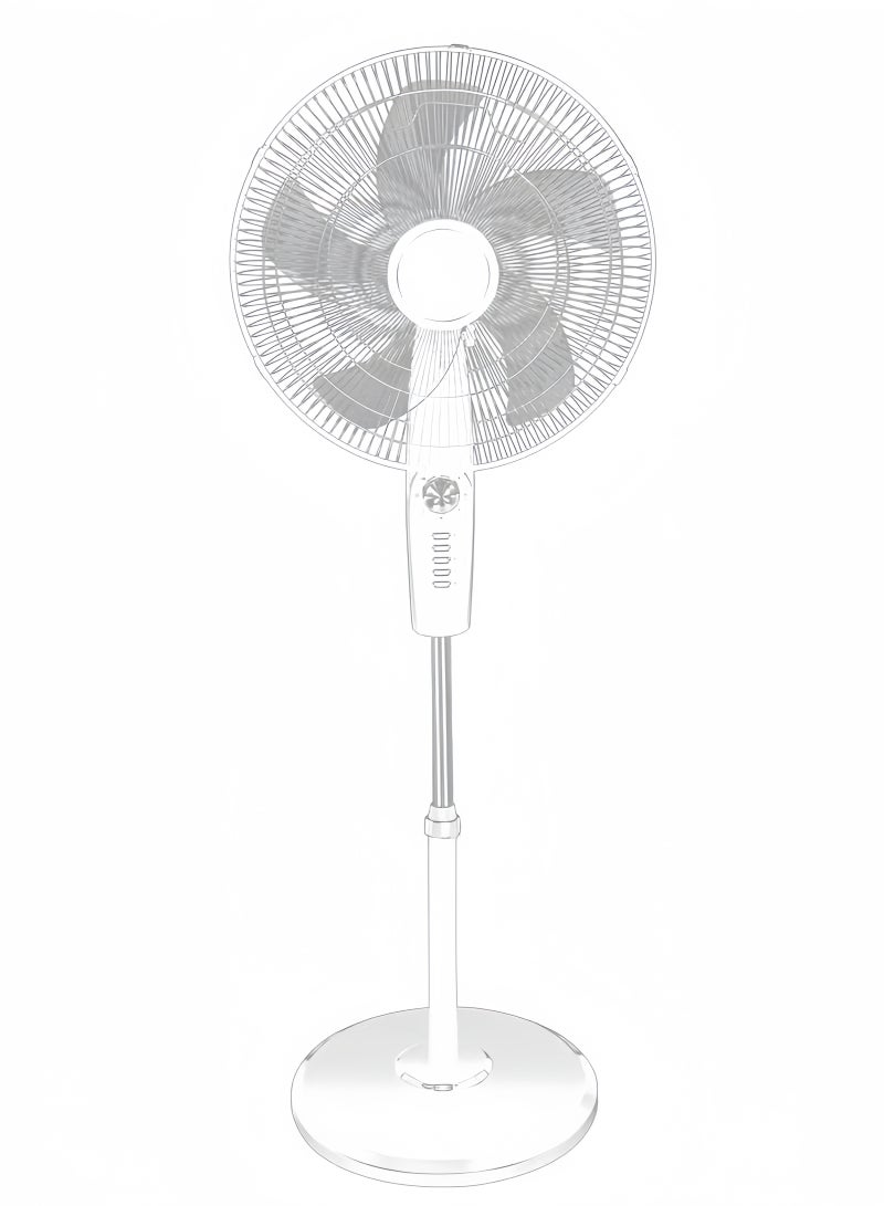 جيجيرو مروحة حاملة بقاعدة، 18 بوصة، اتجاهات تذبذب ثلاثية الأبعاد، 4 سرعات وارتفاع قابل للتعديل، مروحة 5 أوراق موفرة للطاقة مع مؤقت لمدة ساعتين مروحة أرضية لغرفة النوم والمنزل والمكتب، لون أبيض - Image 1