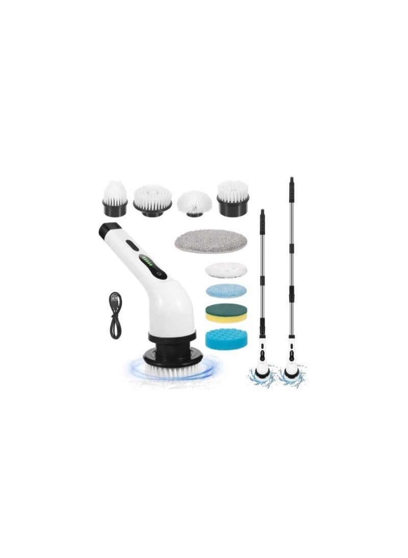 ELTRAZONE 9-in-1 Electric Spin Scrubber – Cordless Power Cleaning Brush with 9 Replaceable Brush Heads & 54-Inch Adjustable Extension Arm | High-Torque Bathroom Scrubber for Tile, Tub, Floor, Shower & Kitchen | Rechargeable, Lightweight & Waterproof  - Image 2
