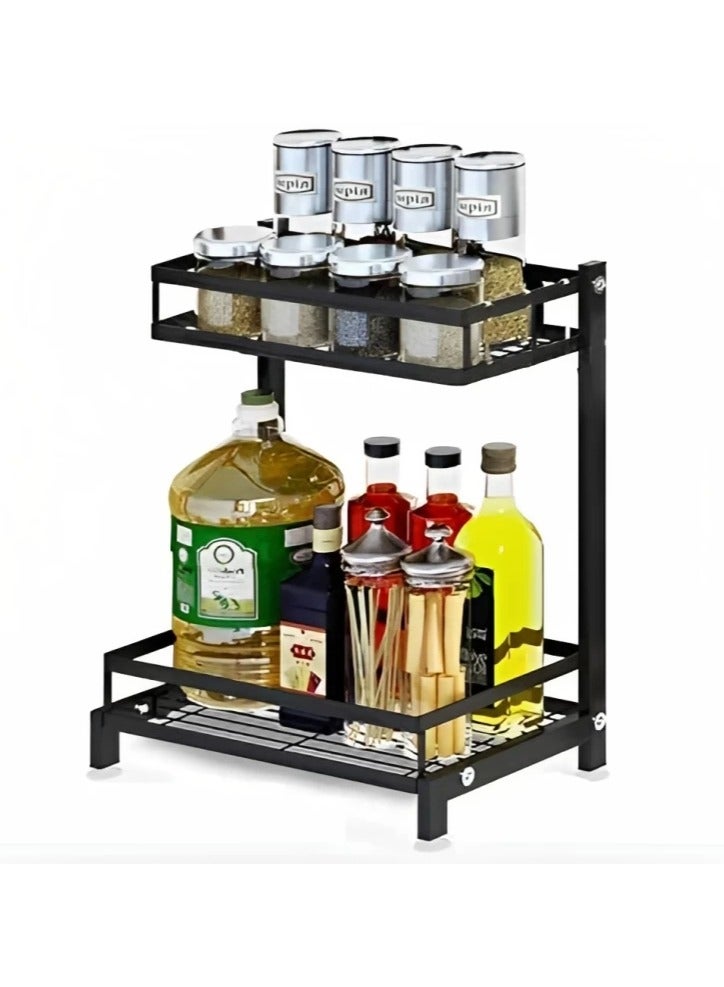 رف تنظيم البهارات معدن، 2 رف - أسود - Image 3