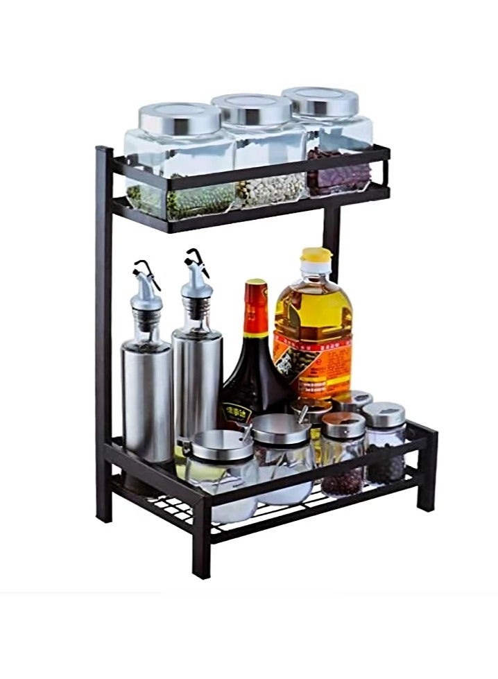 رف تنظيم البهارات معدن، 2 رف - أسود - Image 4