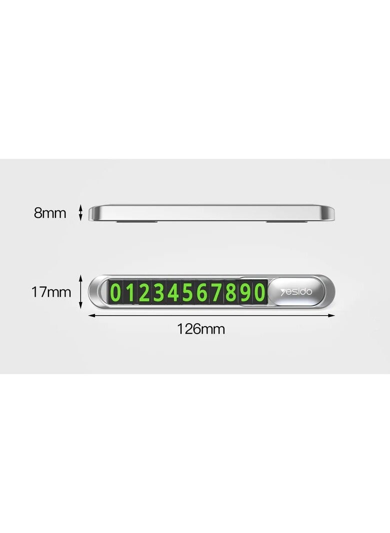 YESIDO C88 Temporary Parking Card – Hidden Luminous Phone Number Plate for Car Dashboard with Magnetic Numbers - Image 5