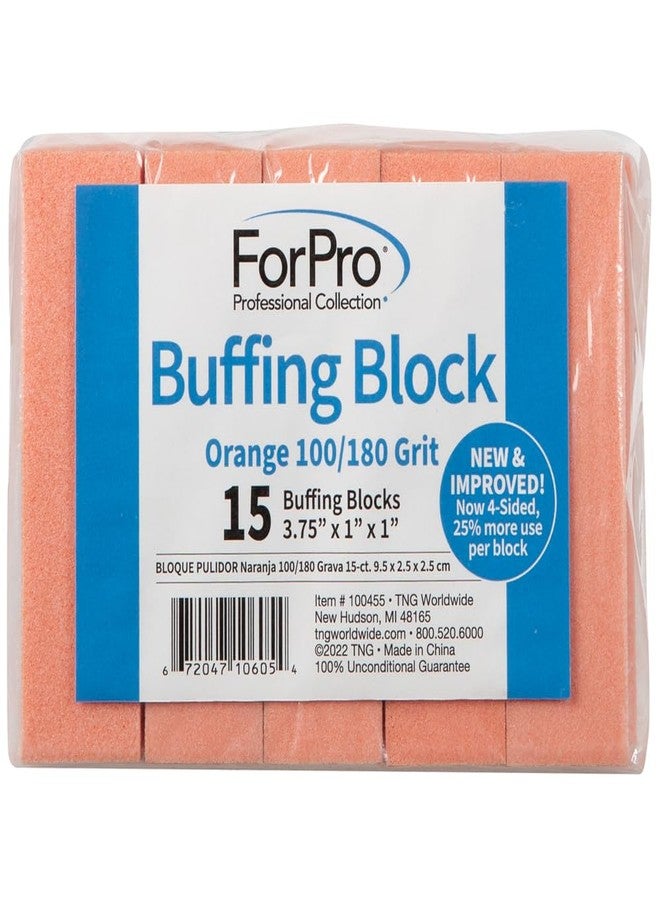 ForPro Professional Collection Buffing Block, Orange, 100/180 Grit, Three-Sided Manicure and Pedicure Nail Buffer, 3.75” L x 1” W x 1” H, 15-Count - Image 5