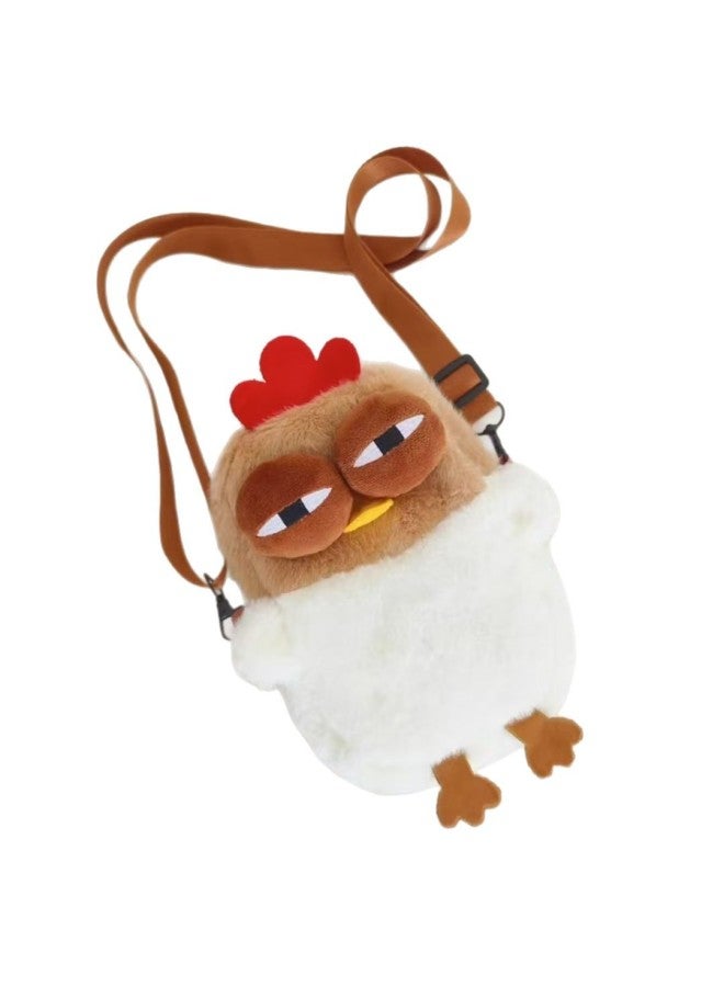Funny Chicken Bag Cute Cartoon Plush Crossbody Bag Doll Doll Mobile Phone Shoulder Bag Women's Casual Bag Gift-Specifications:12cm*20cm-Color:White  - Image 5
