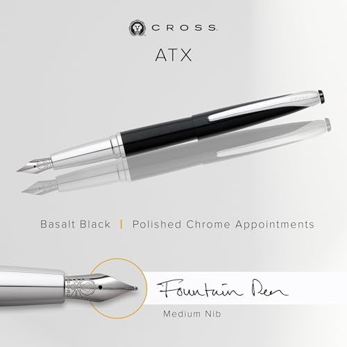 Cross ATX Refillable Fountain Presented in a Luxury Gift Box - Medium Point, Black Ink, Basalt Black - Image 2