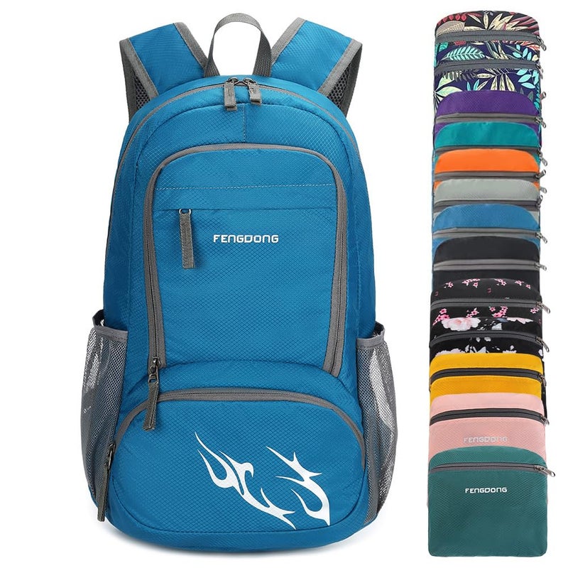 Fengdong 35L Lightweight Foldable Waterproof Packable Travel Hiking Backpack Daypack For Men Women Blue - Image 1