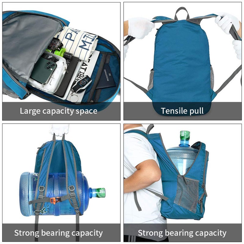 Fengdong 35L Lightweight Foldable Waterproof Packable Travel Hiking Backpack Daypack For Men Women Blue - Image 5